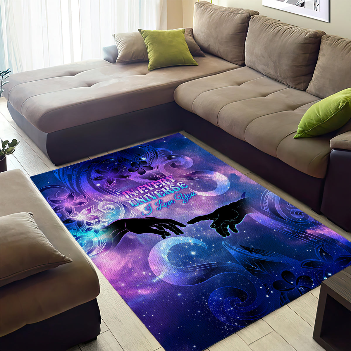 I Love You In Every Universe Personalised Area Rug Polynesian Pattern Galaxy Style LT9 - Polynesian Pride