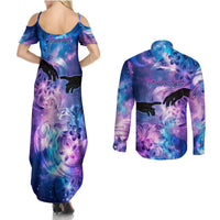 I Love You In Every Universe Personalised Couples Matching Summer Maxi Dress and Long Sleeve Button Shirt Polynesian Pattern Galaxy Style LT9 - Polynesian Pride