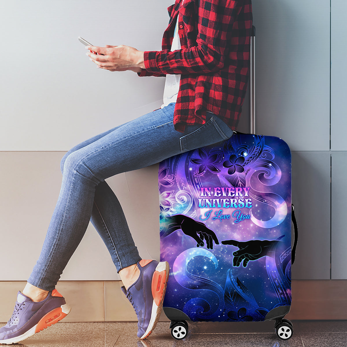 I Love You In Every Universe Personalised Luggage Cover Polynesian Pattern Galaxy Style LT9 - Polynesian Pride