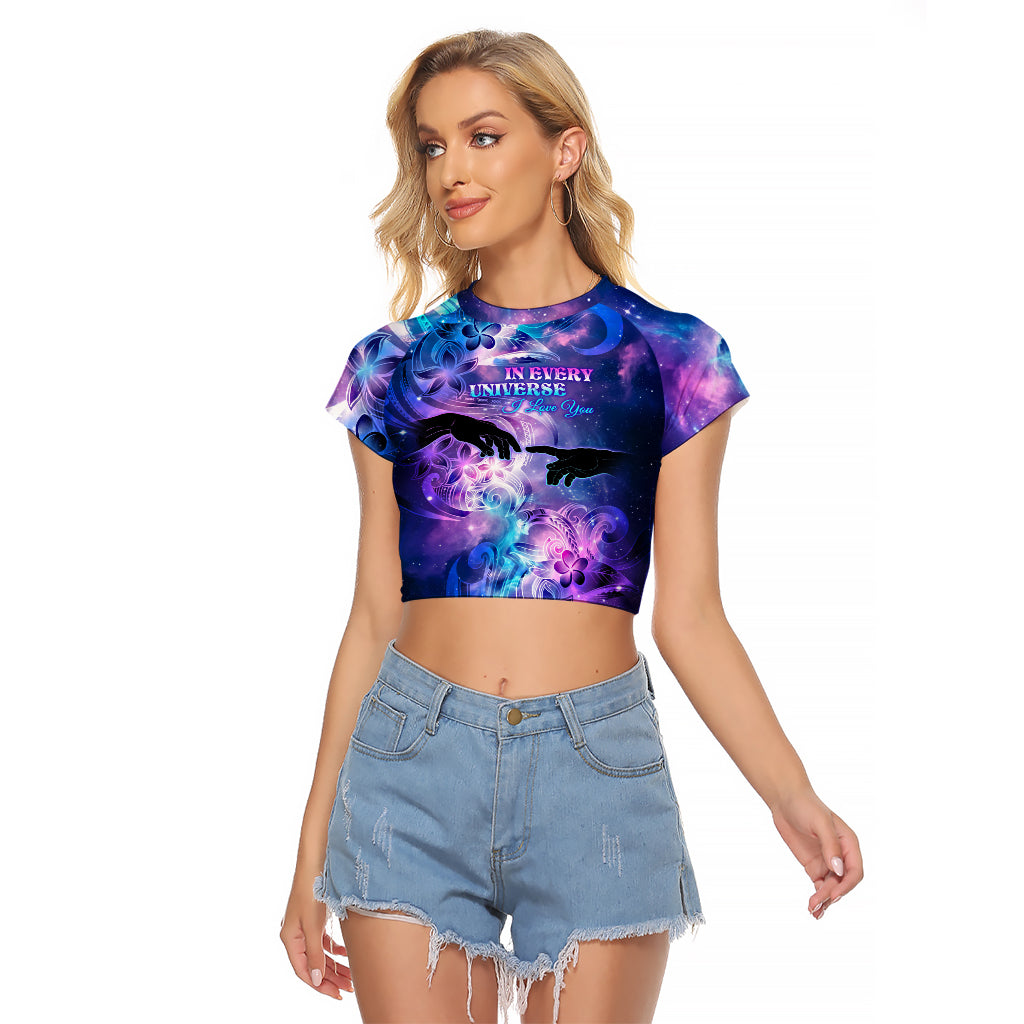 I Love You In Every Universe Personalised Raglan Cropped T Shirt Polynesian Pattern Galaxy Style LT9 Female Galaxy - Polynesian Pride