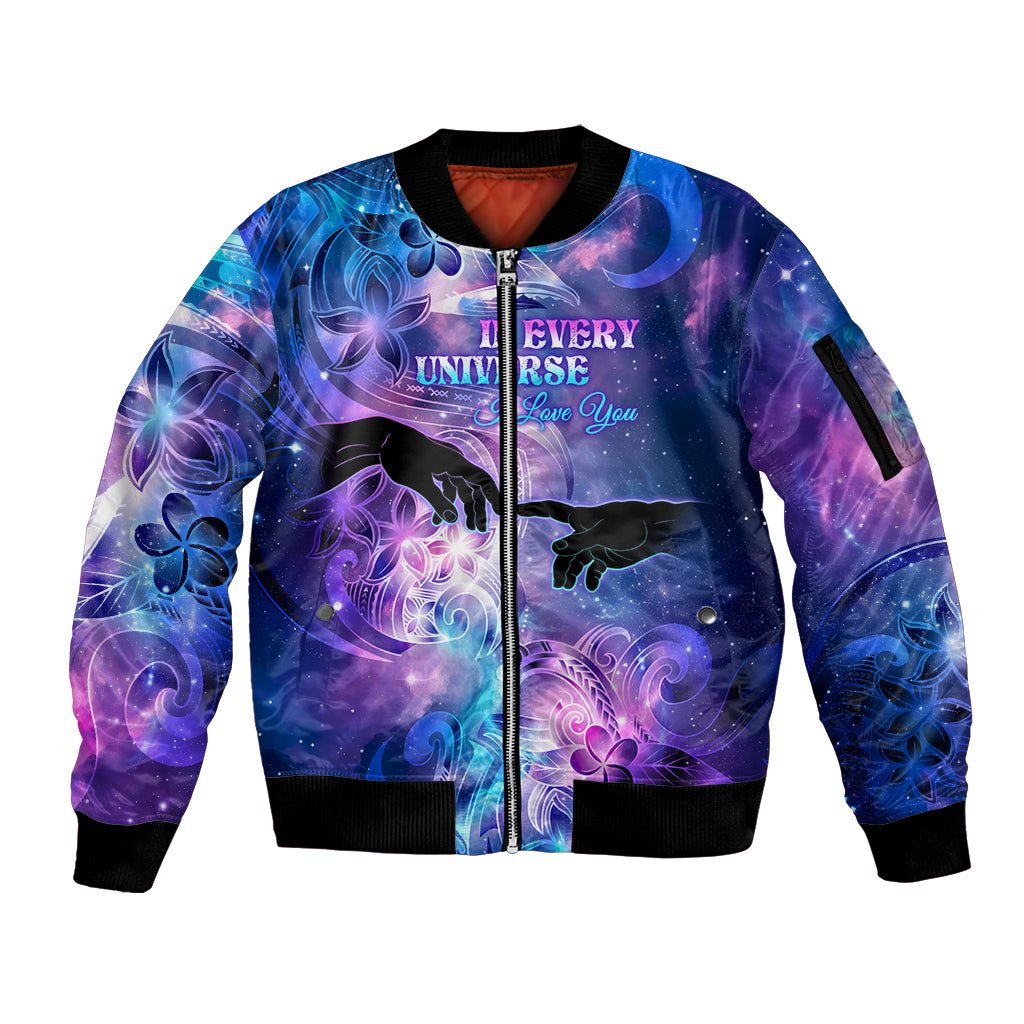 I Love You In Every Universe Personalised Sleeve Zip Bomber Jacket Polynesian Pattern Galaxy Style LT9 Unisex Galaxy - Polynesian Pride