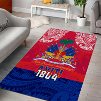 Haiti Independence Day Area Rug Libete Egalite Fratenite Ayiti 1804 With Polynesian Pattern LT9 - Polynesian Pride