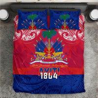 Haiti Independence Day Bedding Set Libete Egalite Fratenite Ayiti 1804 With Polynesian Pattern LT9 Red - Polynesian Pride