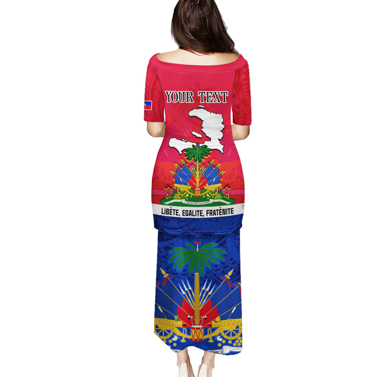 Haiti Independence Day Family Matching Puletasi Dress and Hawaiian Shirt Libete Egalite Fratenite Ayiti 1804 With Polynesian Pattern LT9 - Polynesian Pride