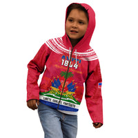 Haiti Independence Day Kid Hoodie Libete Egalite Fratenite Ayiti 1804 With Polynesian Pattern LT9 - Polynesian Pride