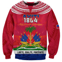 Haiti Independence Day Sweatshirt Libete Egalite Fratenite Ayiti 1804 With Polynesian Pattern LT9 Unisex Red - Polynesian Pride