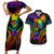 Personalised Its In My DNA Valentine Day Couples Matching Short Sleeve Bodycon Dress and Hawaiian Shirt Fingerprint Heart with Color Pride Flag LT9 - Polynesian Pride