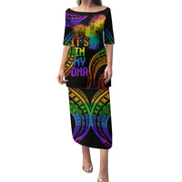Personalised Its In My DNA Valentine Day Family Matching Puletasi and Hawaiian Shirt Fingerprint Heart with Color Pride Flag LT9 Mom's Dress - Polynesian Pride