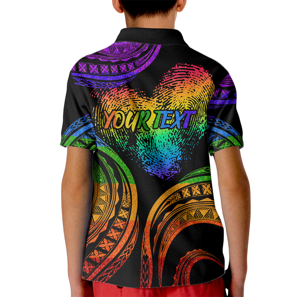 Personalised Its In My DNA Valentine Day Kid Polo Shirt Fingerprint Heart with Color Pride Flag LT9 - Polynesian Pride