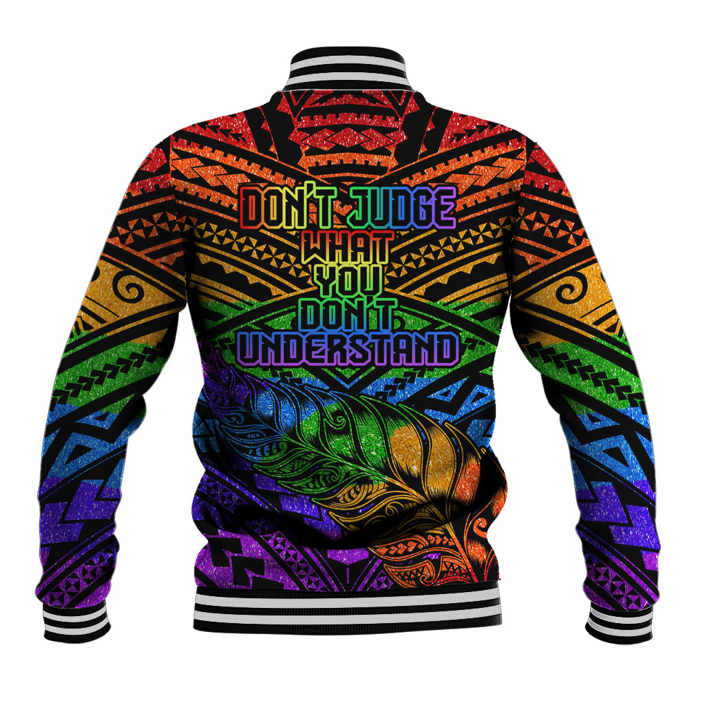 New Zealand LGBT Fern Heart Baseball Jacket Dont judge What You Dont Understand LT9 - Polynesian Pride