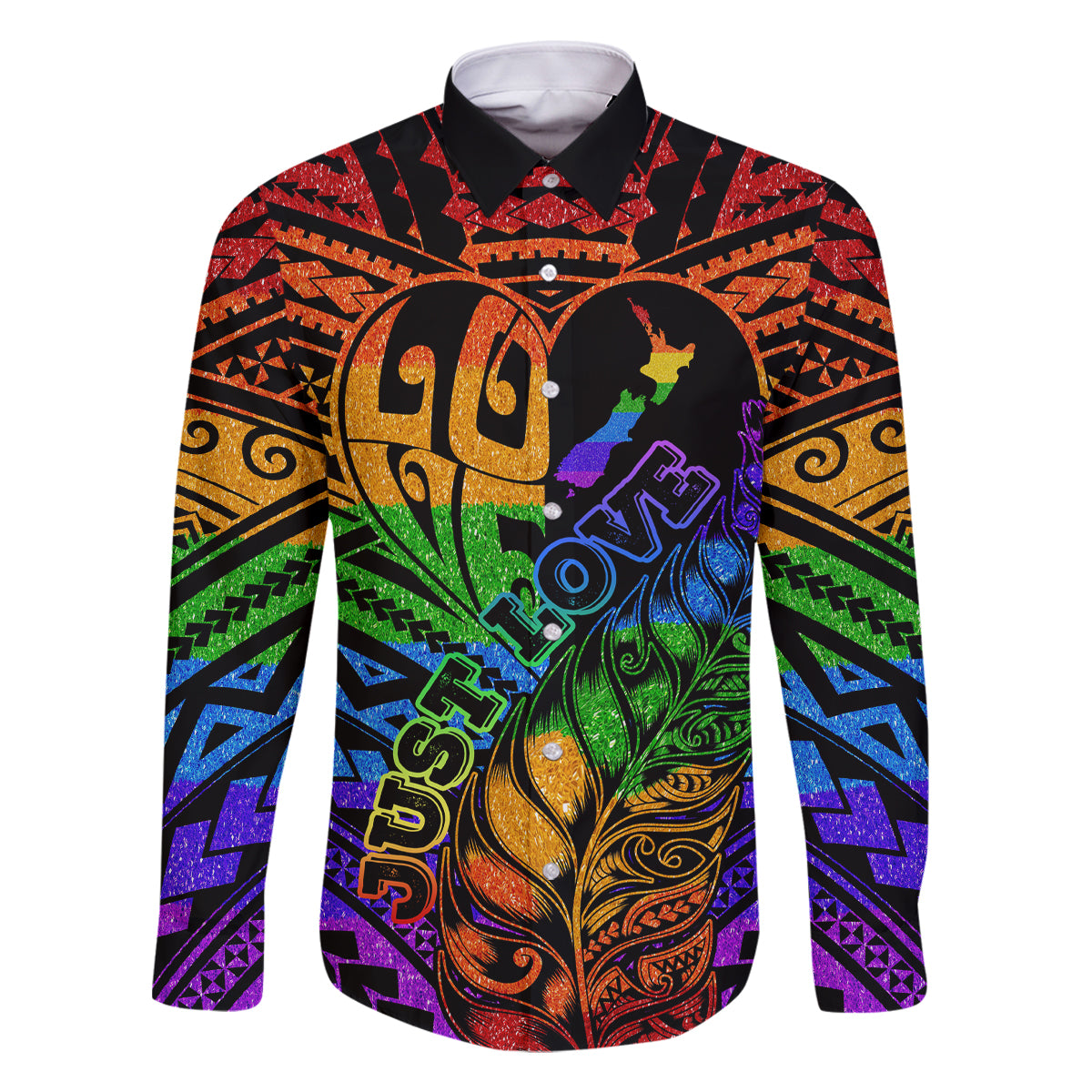 New Zealand LGBT Fern Heart Family Matching Off Shoulder Long Sleeve Dress and Hawaiian Shirt Dont judge What You Dont Understand LT9 Dad's Shirt - Long Sleeve - Polynesian Pride
