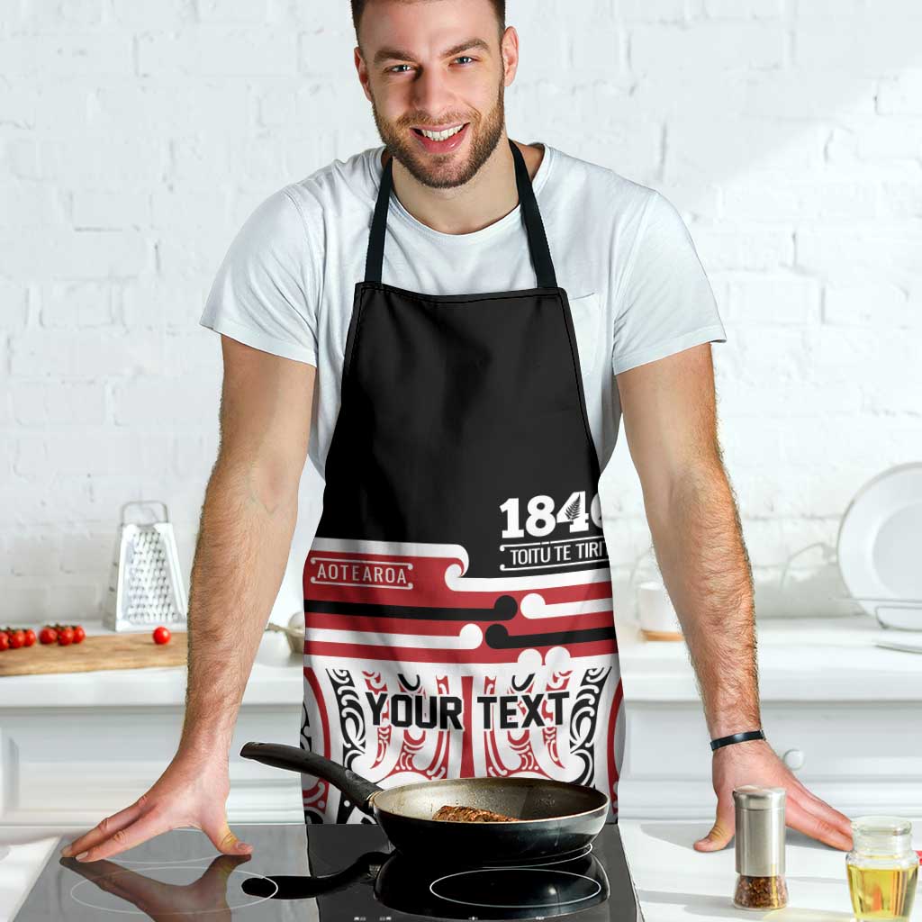 Personalised Toitu Te Tiriti Aotearoa 1840 Apron Red Kowhaiwhai Puhoro - Polynesian Pride