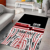 Personalised Toitu Te Tiriti Aotearoa 1840 Area Rug Red Kowhaiwhai Puhoro - Polynesian Pride