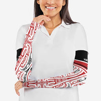 Personalised Toitu Te Tiriti Aotearoa 1840 Arm Sleeves Red Kowhaiwhai Puhoro - Polynesian Pride