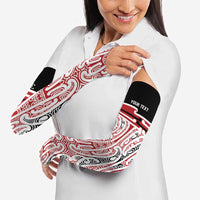 Personalised Toitu Te Tiriti Aotearoa 1840 Arm Sleeves Red Kowhaiwhai Puhoro - Polynesian Pride