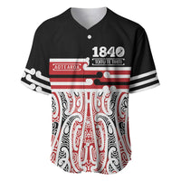 Personalised Toitu Te Tiriti Aotearoa 1840 Baseball Jersey Red Kowhaiwhai Puhoro - Polynesian Pride