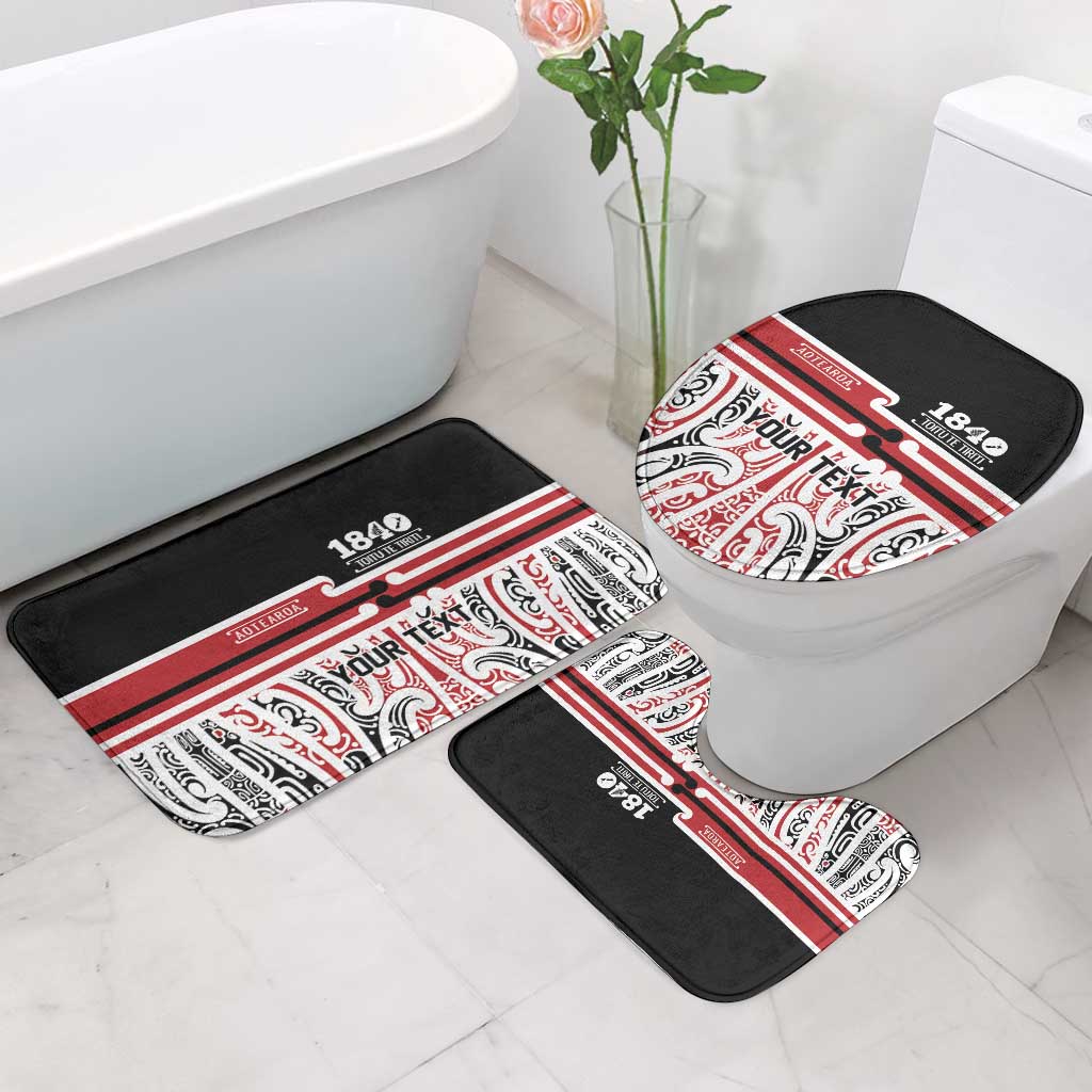 Personalised Toitu Te Tiriti Aotearoa 1840 Bathroom Set Red Kowhaiwhai Puhoro - Polynesian Pride