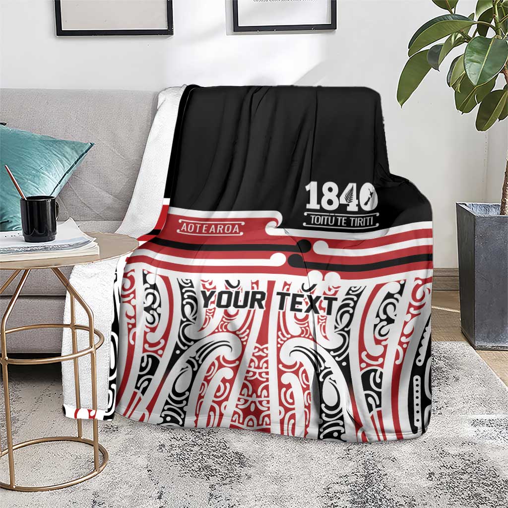 Personalised Toitu Te Tiriti Aotearoa 1840 Blanket Red Kowhaiwhai Puhoro - Polynesian Pride