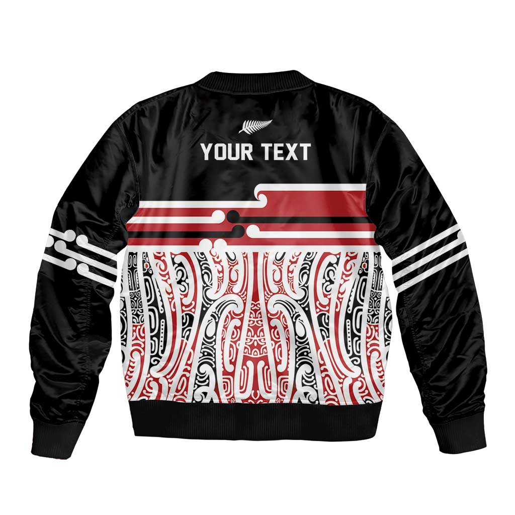 Personalised Toitu Te Tiriti Aotearoa 1840 Bomber Jacket Red Kowhaiwhai Puhoro - Polynesian Pride