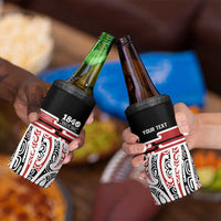 Personalised Toitu Te Tiriti Aotearoa 1840 4 in 1 Can Cooler Tumbler Red Kowhaiwhai Puhoro - Polynesian Pride