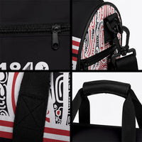 Personalised Toitu Te Tiriti Aotearoa 1840 Duffle Bag Red Kowhaiwhai Puhoro