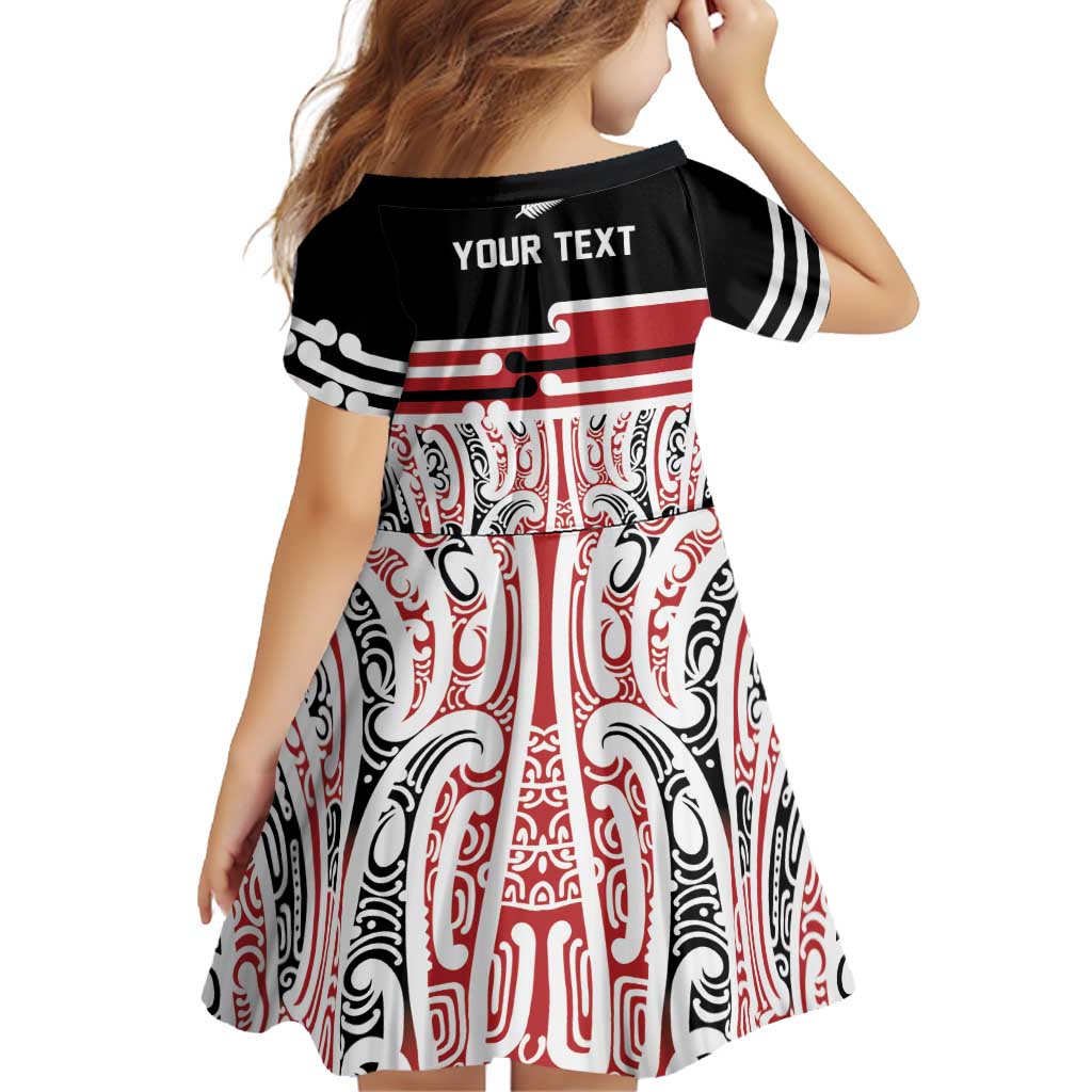 Personalised Toitu Te Tiriti Aotearoa 1840 Family Matching Off The Shoulder Long Sleeve Dress and Hawaiian Shirt Red Kowhaiwhai Puhoro LT9 - Polynesian Pride