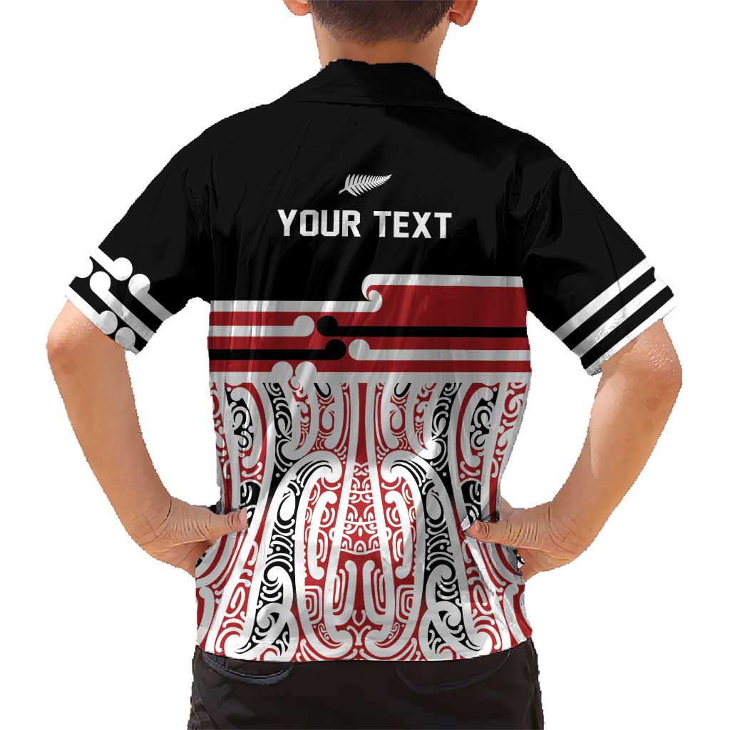 Personalised Toitu Te Tiriti Aotearoa 1840 Family Matching Off Shoulder Short Dress and Hawaiian Shirt Red Kowhaiwhai Puhoro LT9 - Polynesian Pride