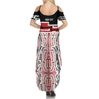 Personalised Toitu Te Tiriti Aotearoa 1840 Family Matching Summer Maxi Dress and Hawaiian Shirt Red Kowhaiwhai Puhoro LT9 - Polynesian Pride