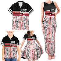 Personalised Toitu Te Tiriti Aotearoa 1840 Family Matching Tank Maxi Dress and Hawaiian Shirt Red Kowhaiwhai Puhoro LT9 - Polynesian Pride