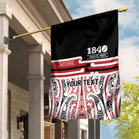 Personalised Toitu Te Tiriti Aotearoa 1840 Garden Flag Red Kowhaiwhai Puhoro - Polynesian Pride