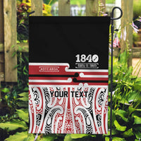 Personalised Toitu Te Tiriti Aotearoa 1840 Garden Flag Red Kowhaiwhai Puhoro - Polynesian Pride