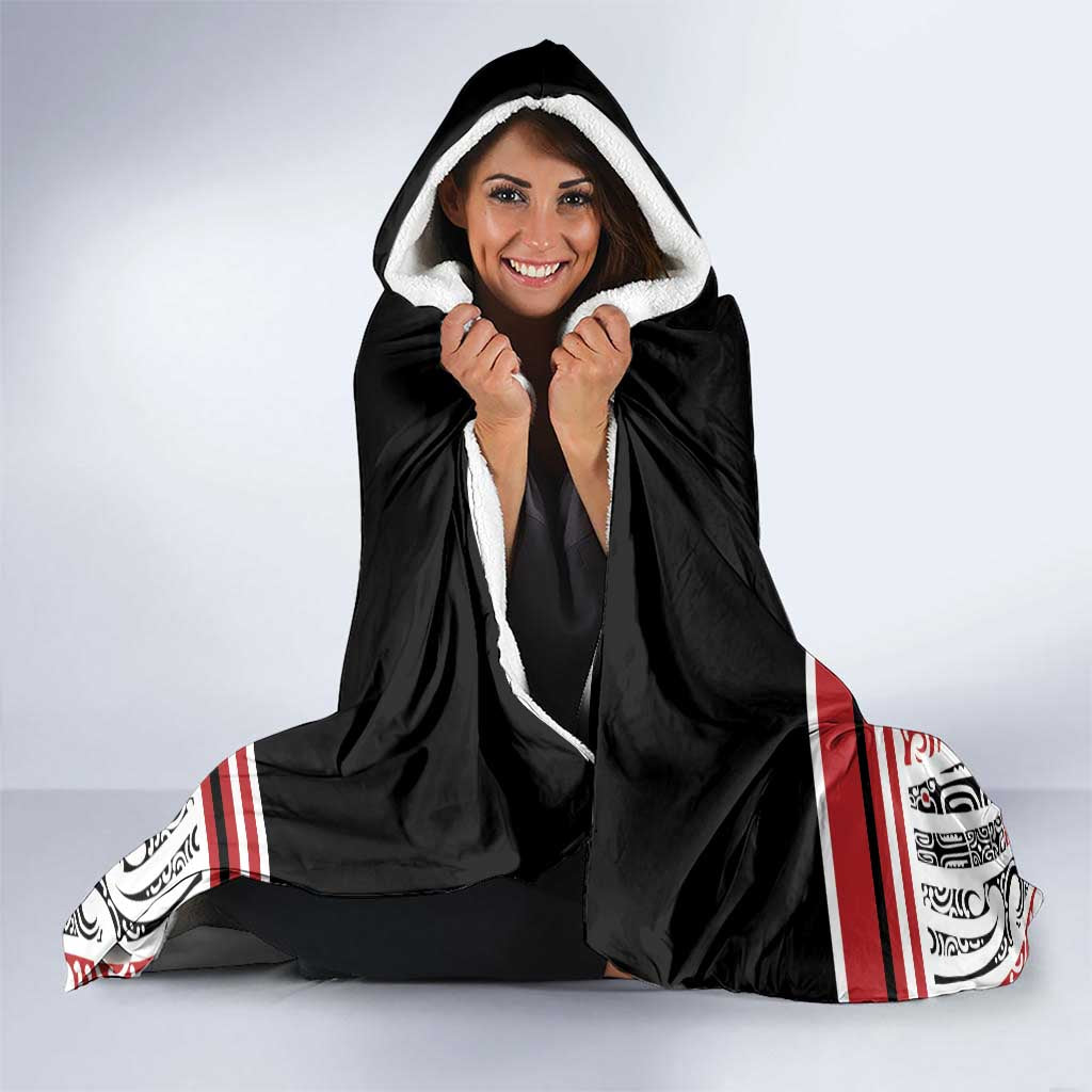 Personalised Toitu Te Tiriti Aotearoa 1840 Hooded Blanket Red Kowhaiwhai Puhoro - Polynesian Pride