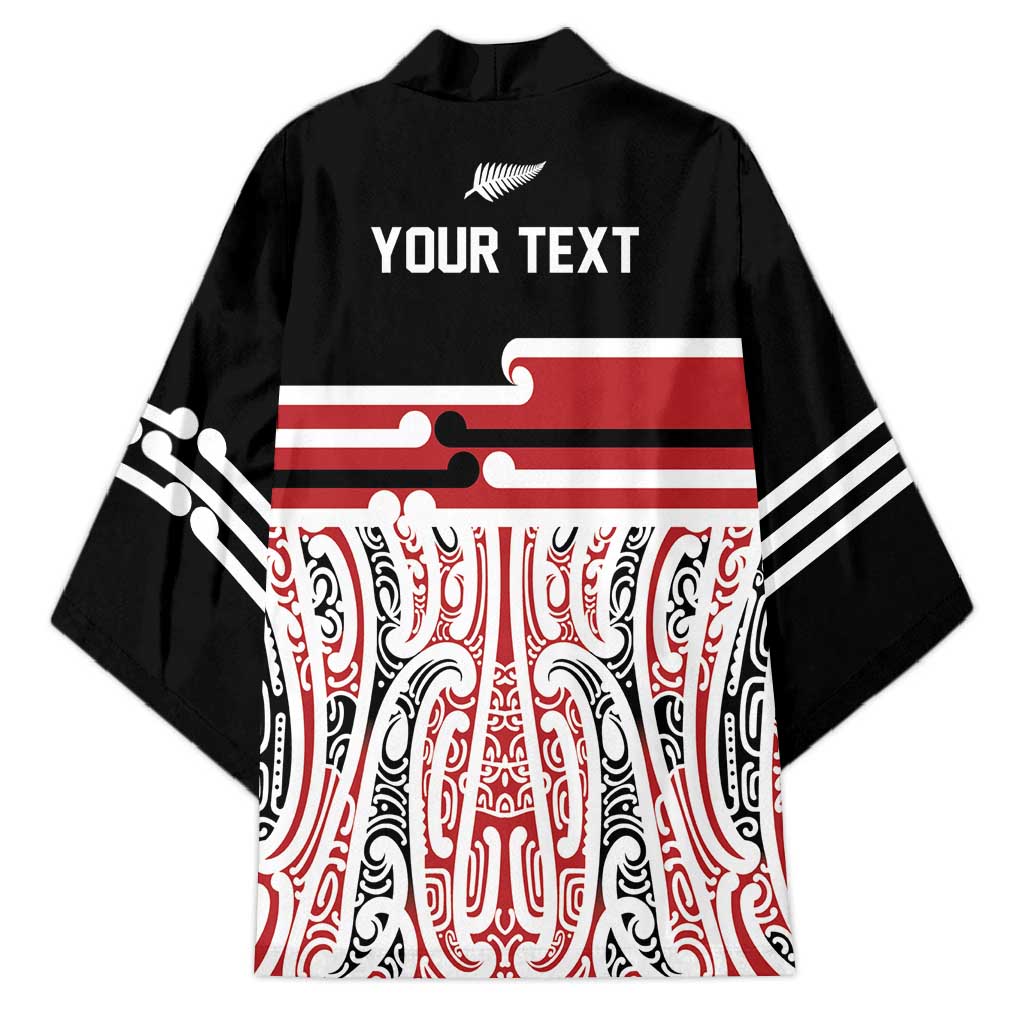 Personalised Toitu Te Tiriti Aotearoa 1840 Kimono Red Kowhaiwhai Puhoro - Polynesian Pride