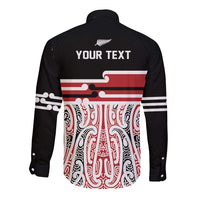 Personalised Toitu Te Tiriti Aotearoa 1840 Long Sleeve Button Shirt Red Kowhaiwhai Puhoro - Polynesian Pride