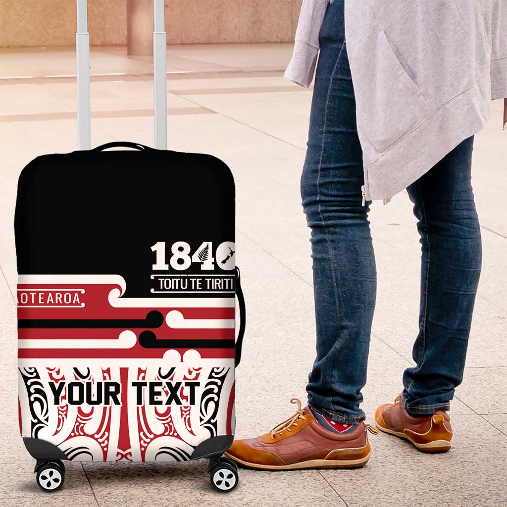 Personalised Toitu Te Tiriti Aotearoa 1840 Luggage Cover Red Kowhaiwhai Puhoro - Polynesian Pride