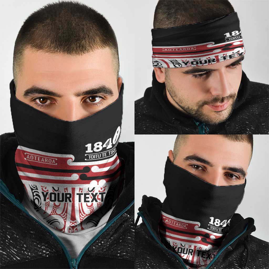 Personalised Toitu Te Tiriti Aotearoa 1840 Neck Gaiter Red Kowhaiwhai Puhoro - Polynesian Pride