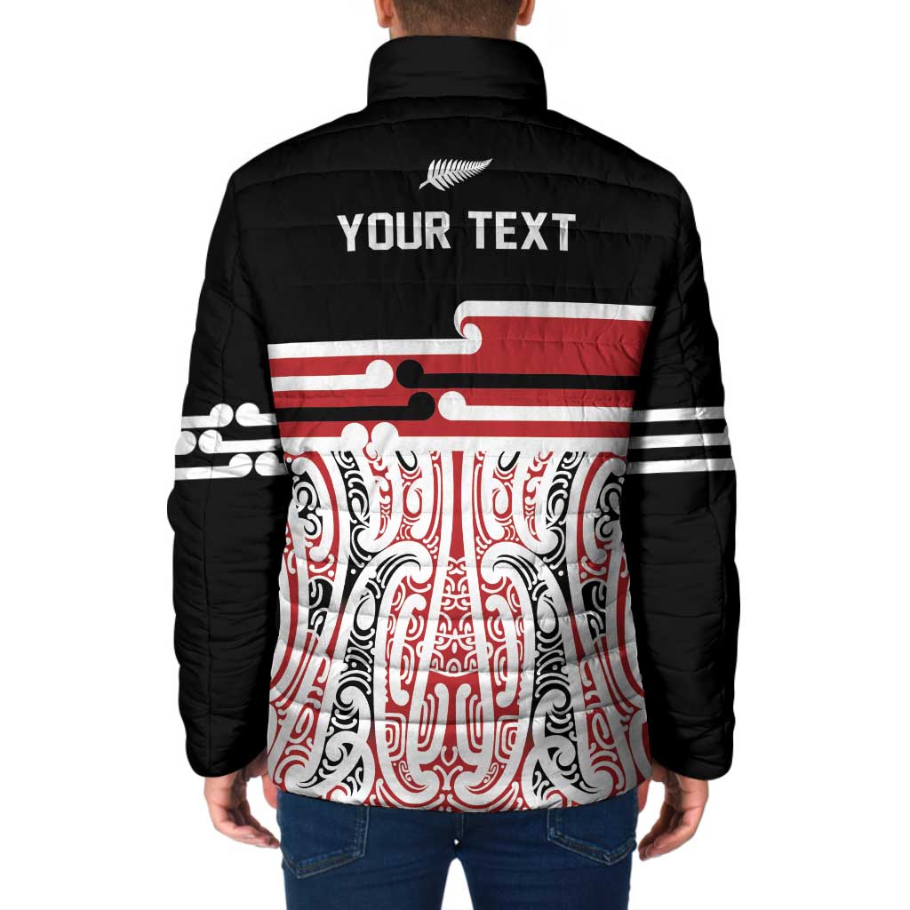 Personalised Toitu Te Tiriti Aotearoa 1840 Padded Jacket Red Kowhaiwhai Puhoro - Polynesian Pride