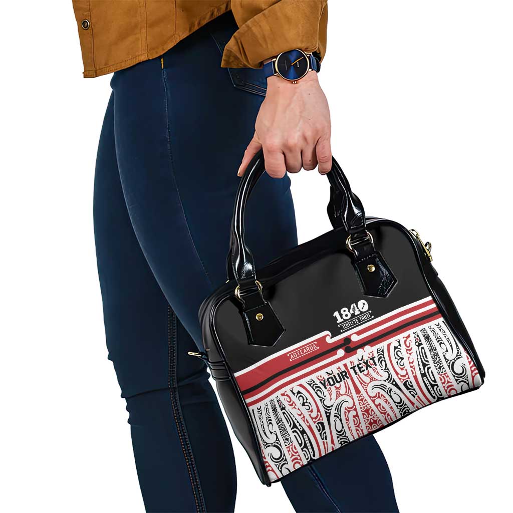 Personalised Toitu Te Tiriti Aotearoa 1840 Shoulder Handbag Red Kowhaiwhai Puhoro - Polynesian Pride