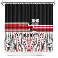 Personalised Toitu Te Tiriti Aotearoa 1840 Shower Curtain Red Kowhaiwhai Puhoro - Polynesian Pride