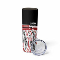 Personalised Toitu Te Tiriti Aotearoa 1840 Skinny Tumbler Red Kowhaiwhai Puhoro LT9 - Polynesian Pride