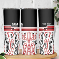 Personalised Toitu Te Tiriti Aotearoa 1840 Skinny Tumbler Red Kowhaiwhai Puhoro LT9 - Polynesian Pride