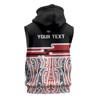 Personalised Toitu Te Tiriti Aotearoa 1840 Sleeveless Hoodie Red Kowhaiwhai Puhoro - Polynesian Pride