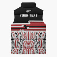 Personalised Toitu Te Tiriti Aotearoa 1840 Sleeveless Puffer Jacket Red Kowhaiwhai Puhoro - Polynesian Pride