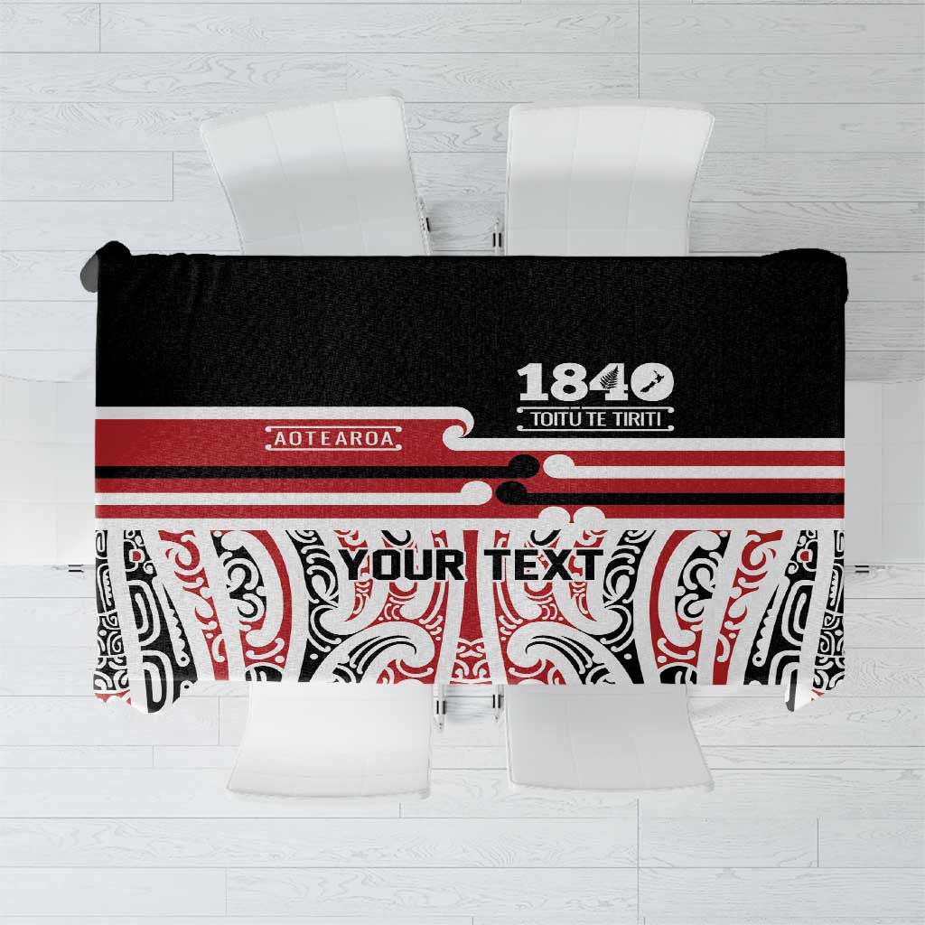 Personalised Toitu Te Tiriti Aotearoa 1840 Tablecloth Red Kowhaiwhai Puhoro - Polynesian Pride