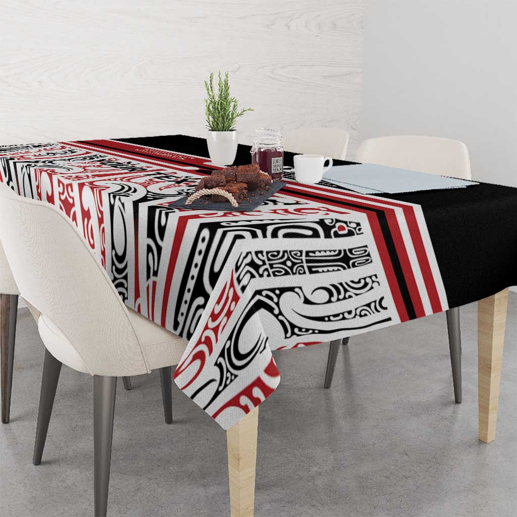 Personalised Toitu Te Tiriti Aotearoa 1840 Tablecloth Red Kowhaiwhai Puhoro - Polynesian Pride