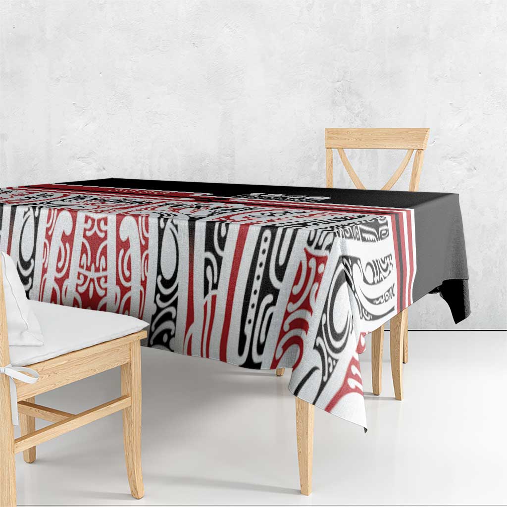 Personalised Toitu Te Tiriti Aotearoa 1840 Tablecloth Red Kowhaiwhai Puhoro - Polynesian Pride