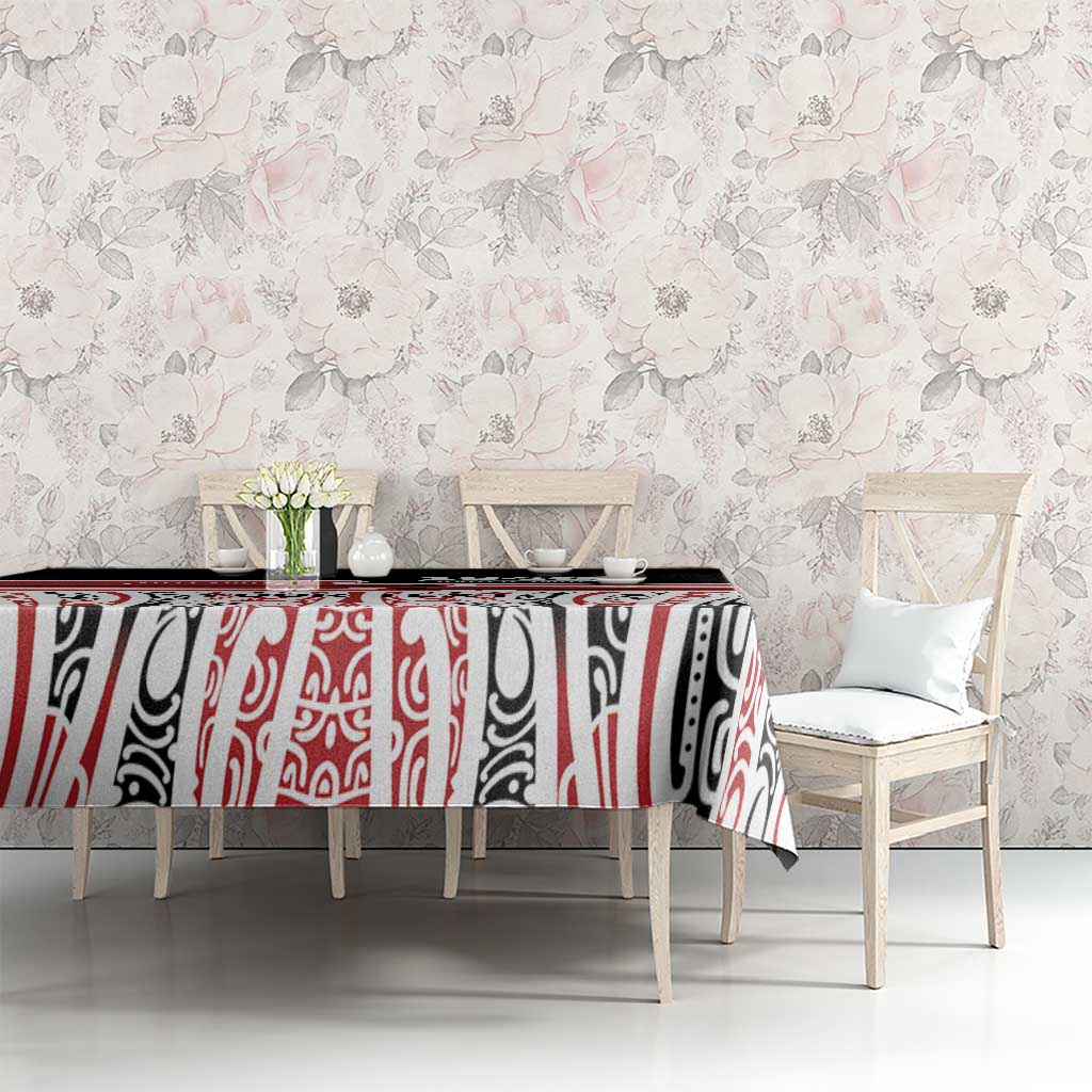 Personalised Toitu Te Tiriti Aotearoa 1840 Tablecloth Red Kowhaiwhai Puhoro - Polynesian Pride