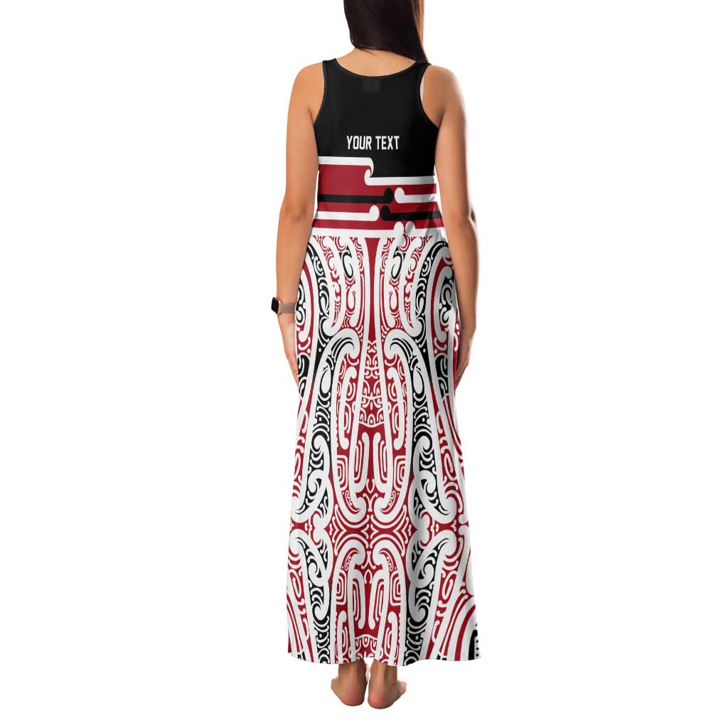 Personalised Toitu Te Tiriti Aotearoa 1840 Tank Maxi Dress Red Kowhaiwhai Puhoro - Polynesian Pride