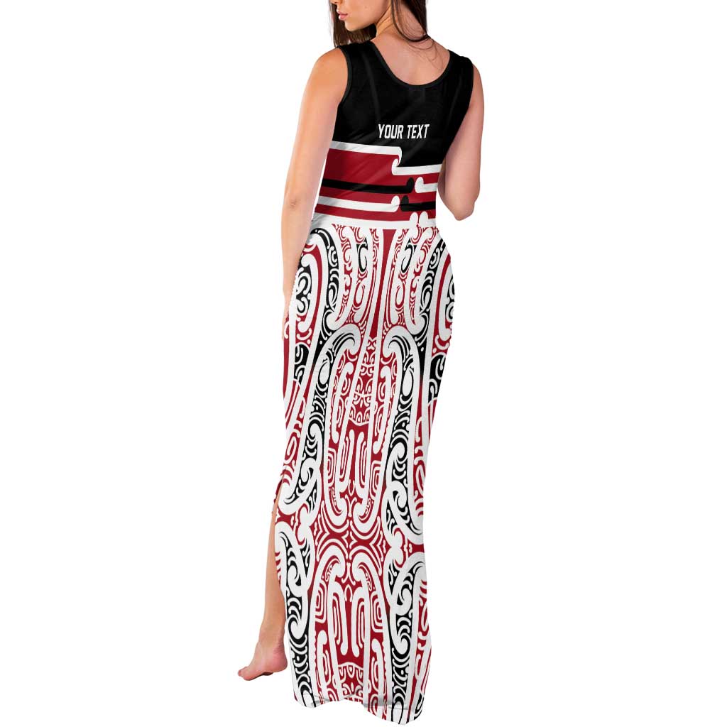 Personalised Toitu Te Tiriti Aotearoa 1840 Tank Maxi Dress Red Kowhaiwhai Puhoro - Polynesian Pride