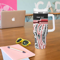 Personalised Toitu Te Tiriti Aotearoa 1840 Tumbler With Handle Red Kowhaiwhai Puhoro - Polynesian Pride